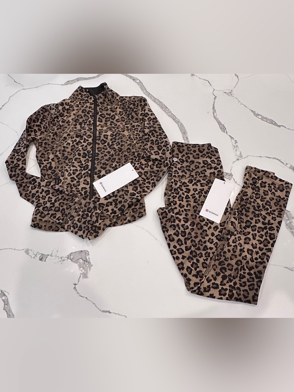Lululemon 2pc Set Define Cropped Jacket Align Leggings 28” Sz 6 True Leopard NWT